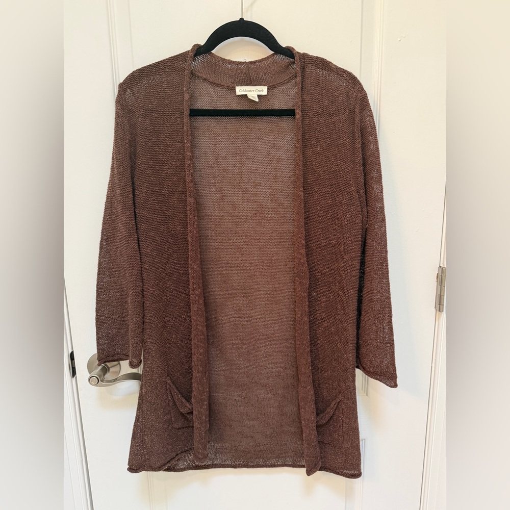 Coldwater Creek Light Brown Open-Front Women’s Cardigan Sweater, Size Medium - Picture 2 of 6